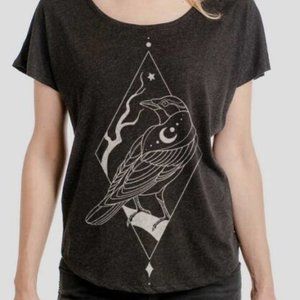 Curbside Clothing Black Heather Raven Witch Spell Tee Goth Gothic L